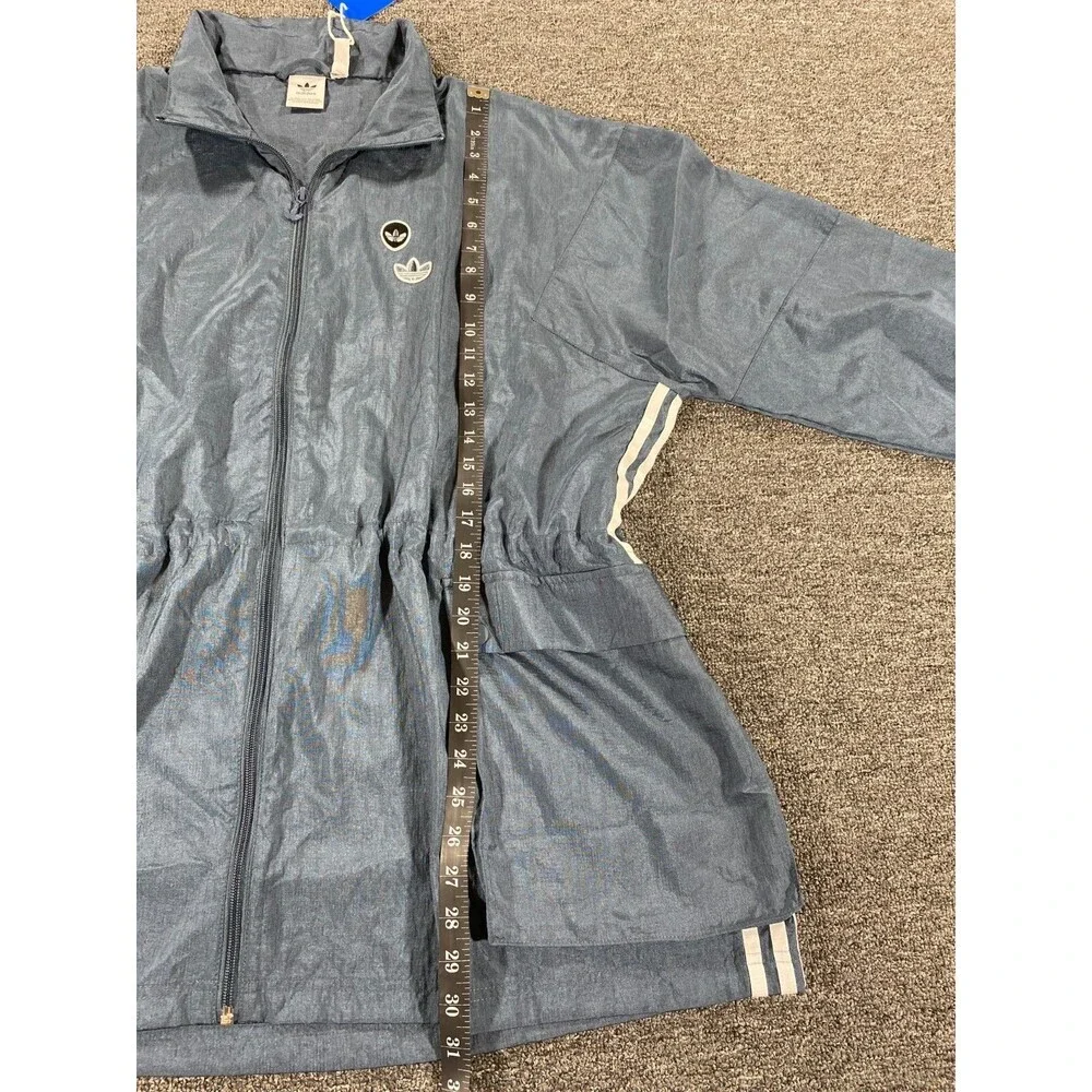 Adidas Jacket Womens Small S Blue Full Zip Oversized Windbreaker Track FU3777 - Picture 5 of 12